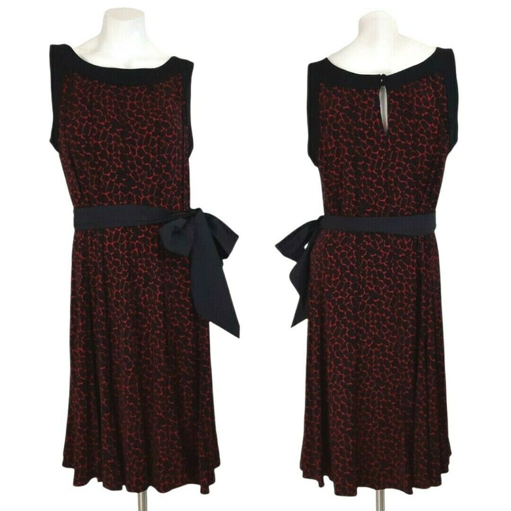 Glamour Geo Sleeveless A-Line Belted Swing Dress